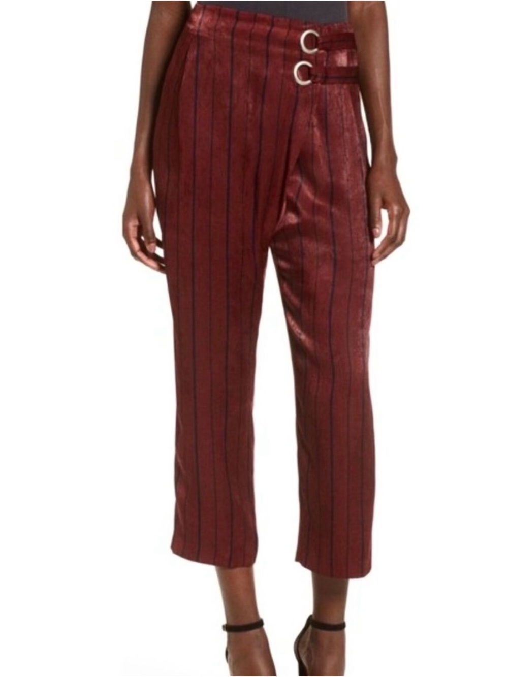 J.O.A. Nordstrom Burgundy and Navy Striped Pants
